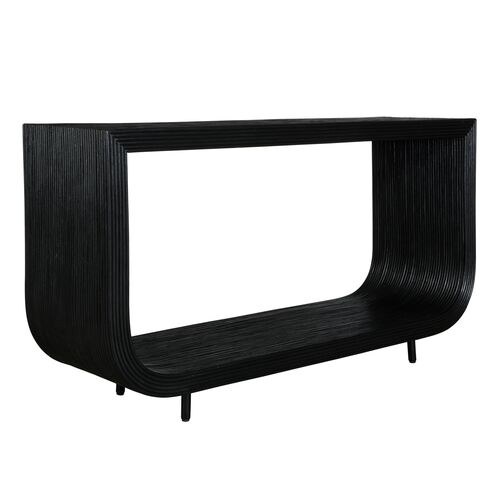Rafaela Rattan Console Table, Black