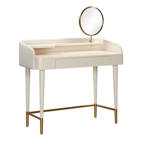 Remi Vegan Leather Wrapped Vanity Desk Remi Vegan Leather Wrapped Vanity Desk