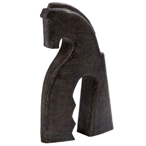 Cheval Tall Mango Wood Sculpture, Charcoal Cheval Tall Mango Wood Sculpture, Charcoal
