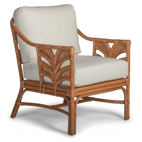 Palm Leaf Rattan Accent Chair, Off-White~P77467999