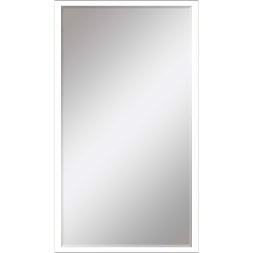 Lacquered White Shadow Box Beveled Mirror Lacquered White Shadow Box Beveled Mirror