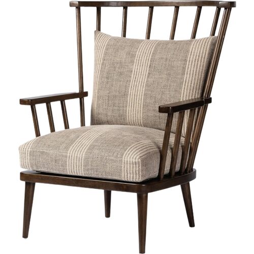 Opal High Back Spindle Chair, Manchester Flint Stripe Linen