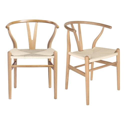 S/2 Nina Side Chairs, Natural~P66392255