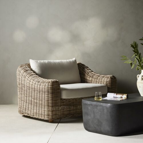 Makara Outdoor Chair, Chunky Woven Sand/Ivory