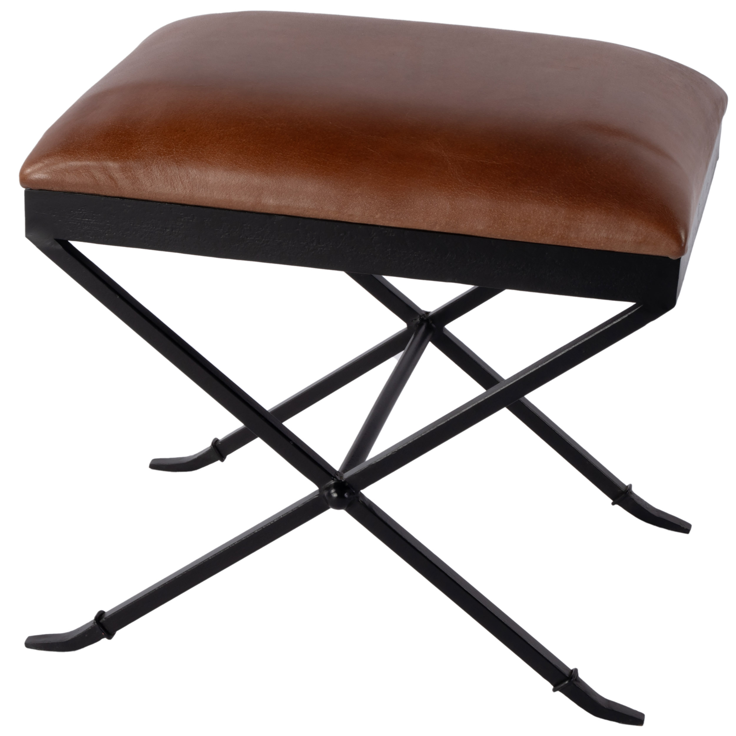 Zephira Accent Stool, Brown Leather Zephira Accent Stool, Brown Leather