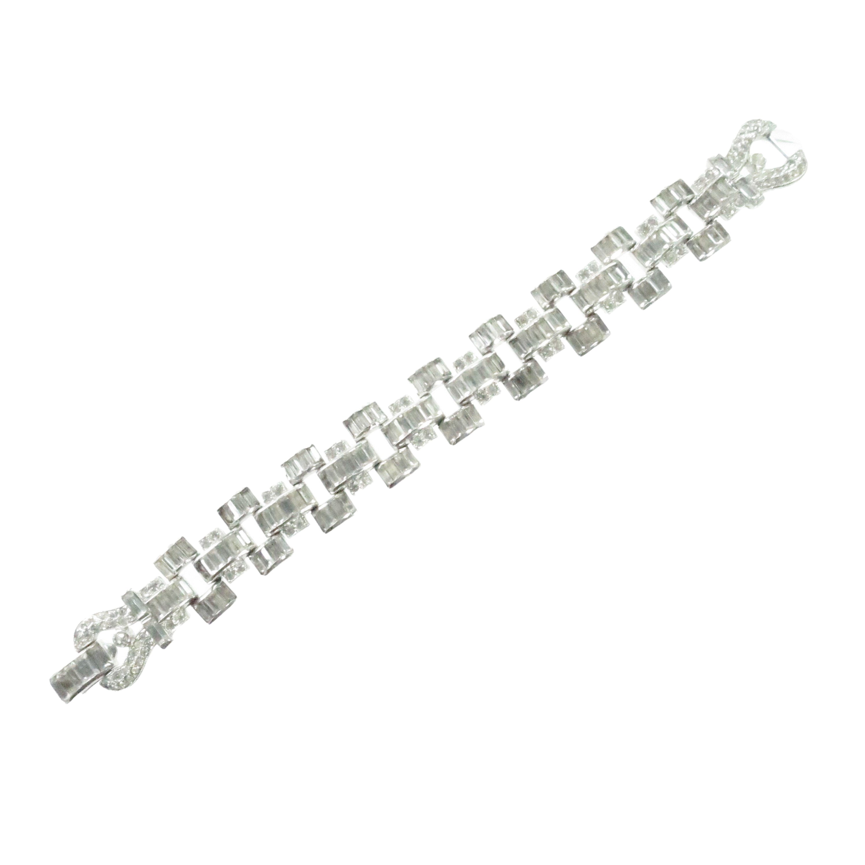 1930s Designer Art Deco Crystal Bracelet~P77660571