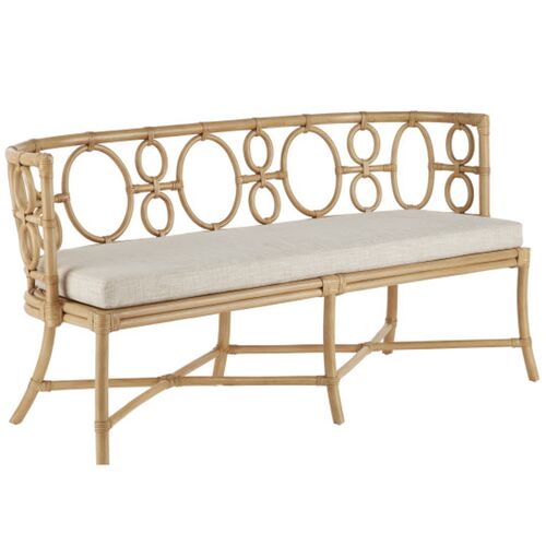 Tegal Upholstered Rattan Bench