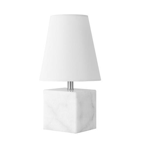 Amella 16" Cube Table Lamp, White/Nickel