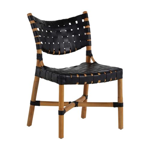 Morrison Rattan Side Chair, Natural/Black~P77606302