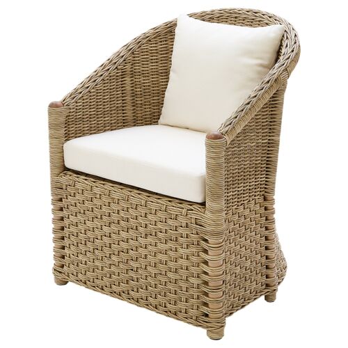 Crofter's Indoor/Outdoor Wicker Dining Armchair, Tan/Natte Nature