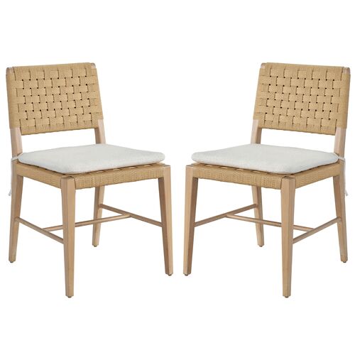 S/2 Avani Side Chairs, Natural Oak/Ivory