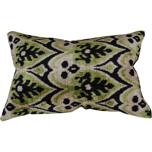 Skylar 16x24 Silk Lumbar Pillow, Green/Black~P77630408