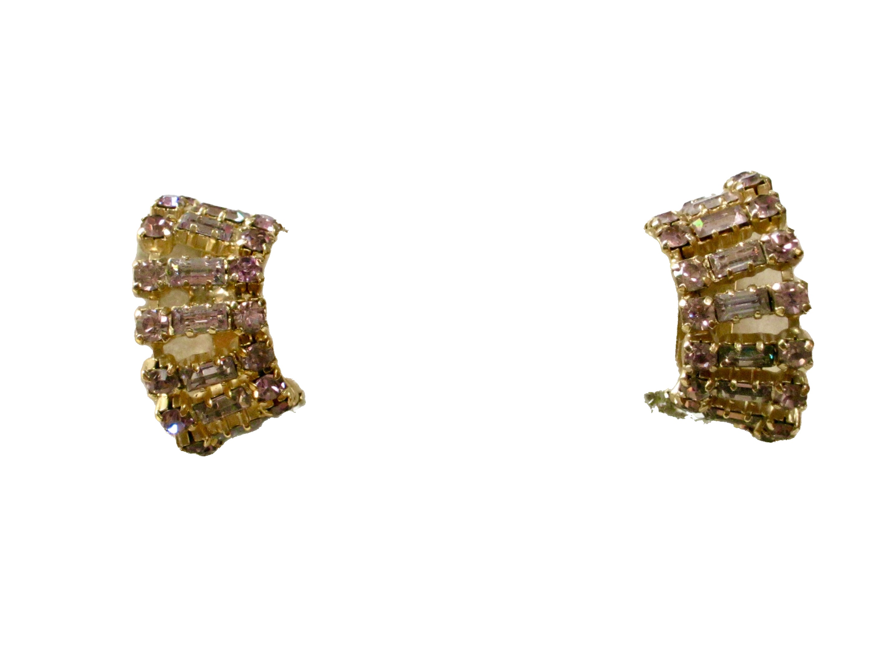 1960s Amethyst  Crown Crystal Earrings~P77639637