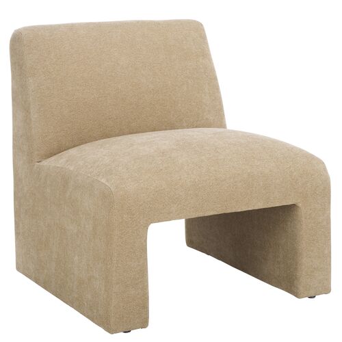Ceylis Velvet Slipper Accent Chair, Sand