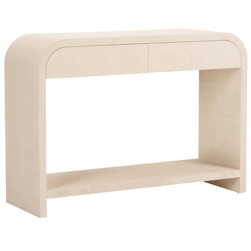 Hythe Rounded Shagreen Console Table, White