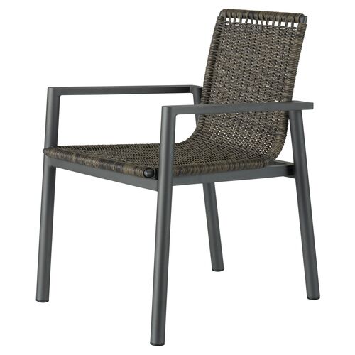 Coastal Living Peta Outdoor Dining Chair, Carbon/Brown