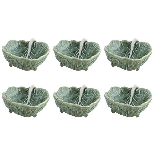 S/6 Cabbage Leaf Condiment Bowls, Green