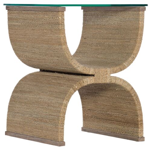 Melange Lenny Woven Rope End Table, Brown