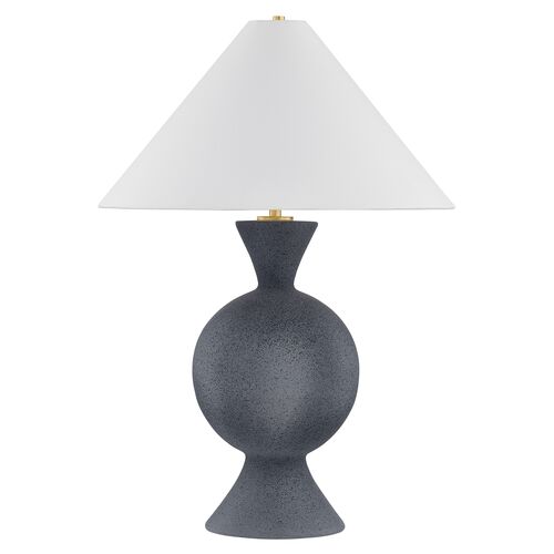 Brivan Ceramic Table Lamp, Pale Midnight/White Linen
