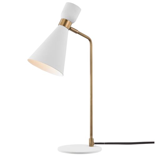 Winola Table Lamp, Aged Brass/Soft Off White