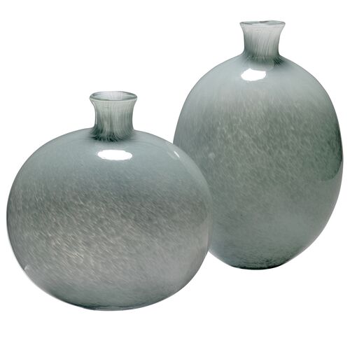 S/2 Minx Glass Vases, Gray~P61334526