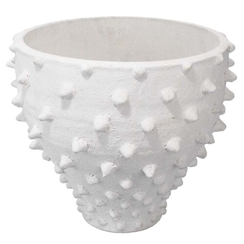 Spike Ceramic Decorative Vase, White
