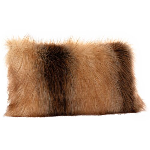 Zoe 12x22 Faux Fur Lumbar Pillow, Red Fox~P77618537