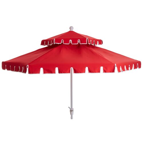 Poppy Two-Tier Patio Umbrella, Red~P77416835