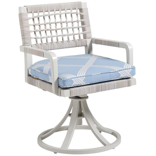 Seabrook Outdoor Aluminum/Wicker Swivel Rocker Dining Chair, Geometric