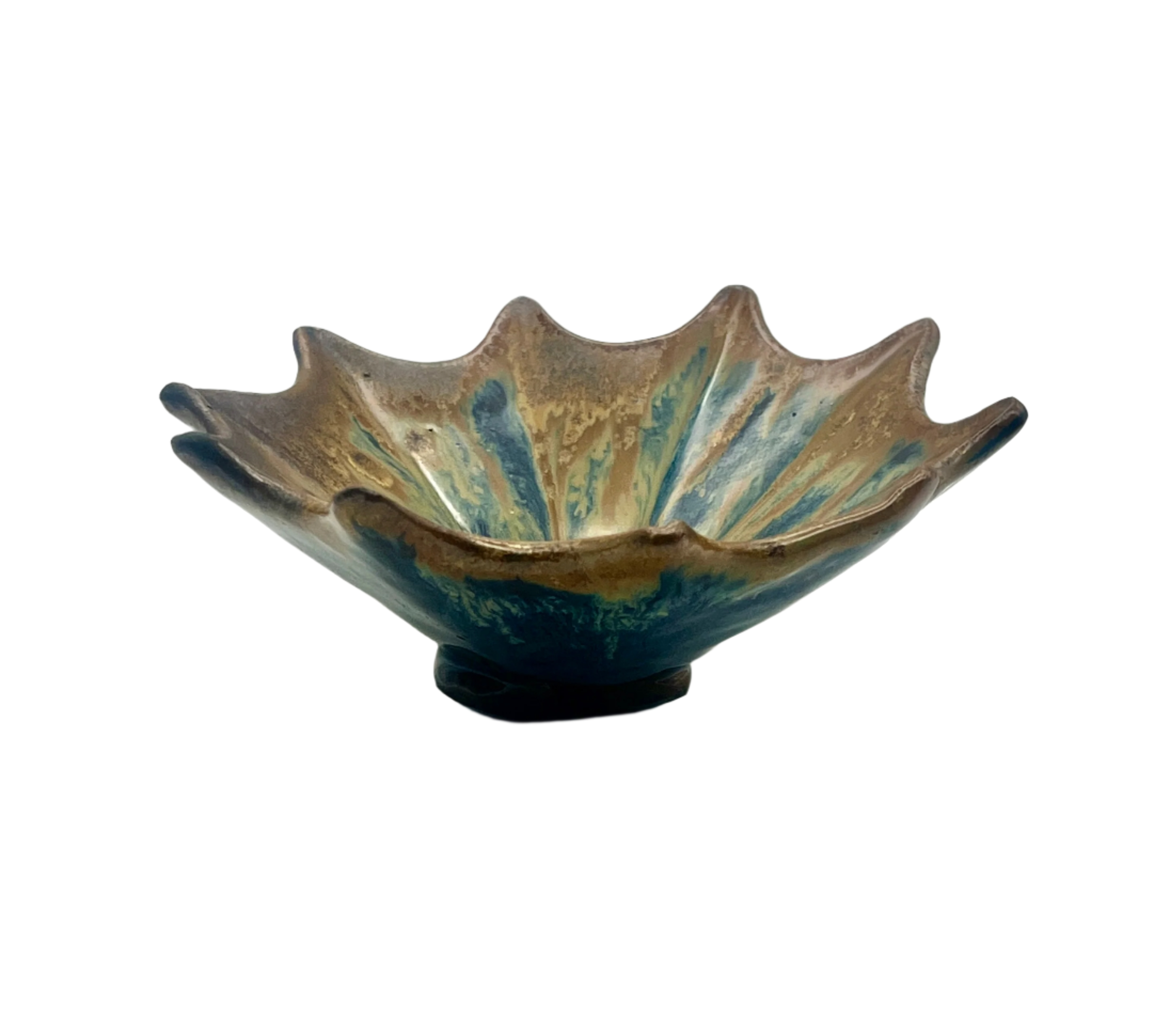 C. 1970s Glazed Ceramic Star Low Bowl