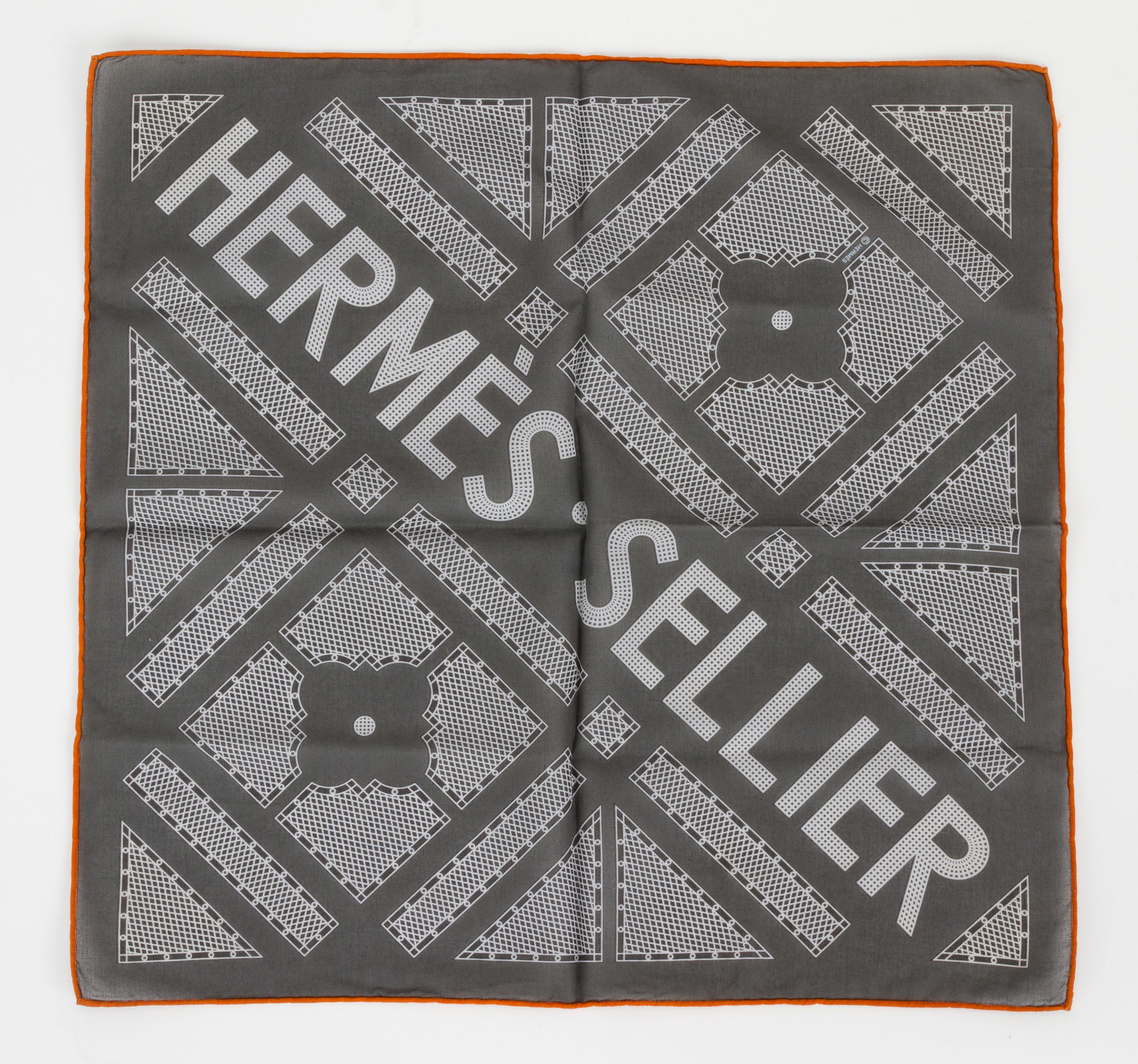 Hermès Grey Geometric Cotton Pochette~P77590575
