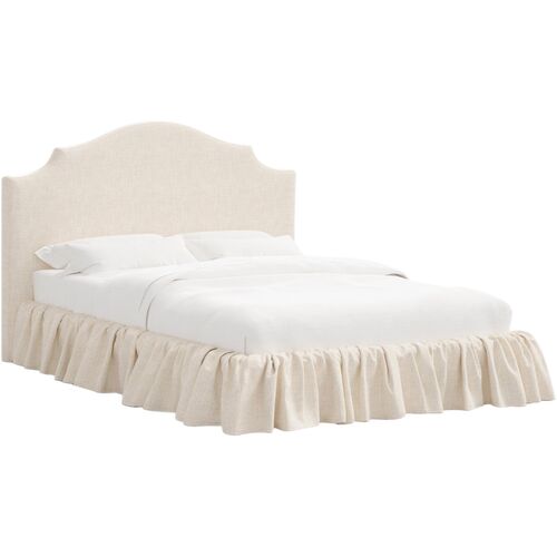 Maggie Ruffle Elegant Platform Bed, Linen