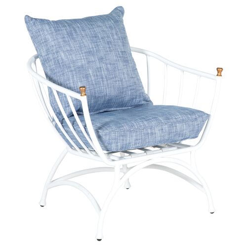 Frances White Accent Chair, Linen Indigo~P77642109