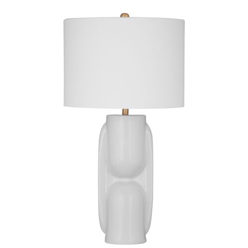 Omari Ceramic Table Lamp, Glossy White