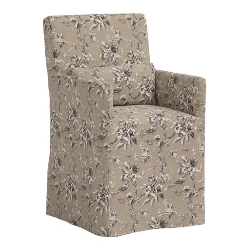 Lindy Slipcover Dining Arm Chair, Michigan Bird Toile