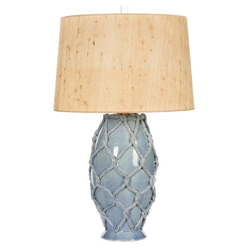 Bayside Net Table Lamp, Soft Blue