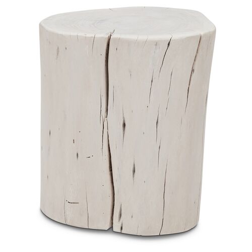 Solid Wood Wood Stump, White~P77588025