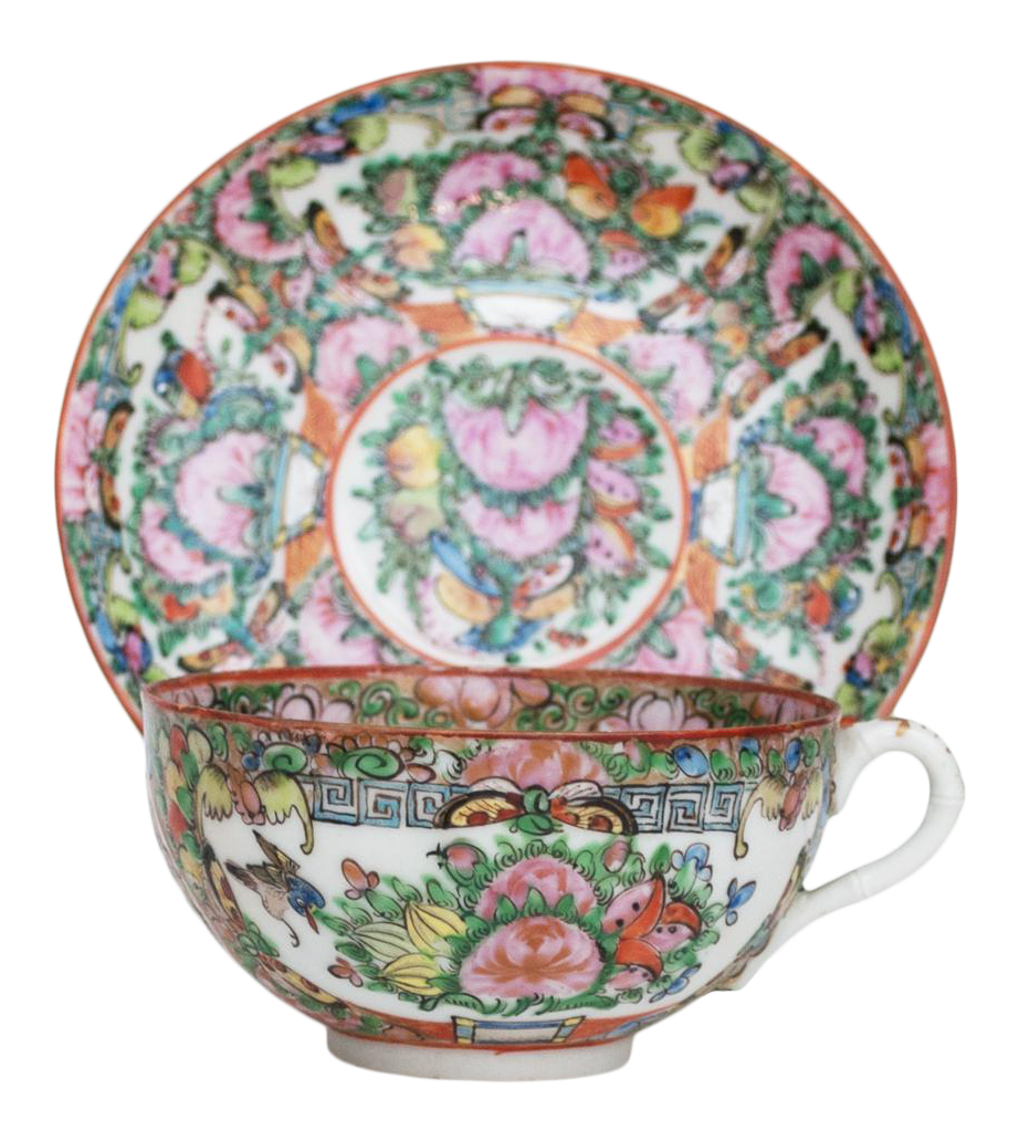 Antique Famille Rose Cup & Saucer~P77458289