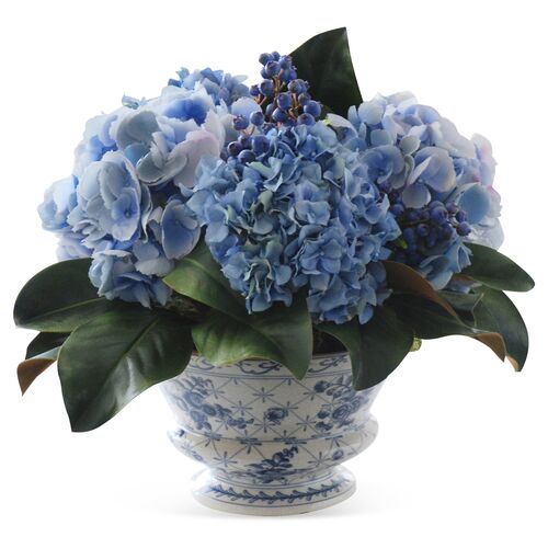 14'' Hydrangeas & Berries in Vase, Faux~P76527954