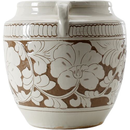 Calantha Vase with Handles, White/Brown Calantha Vase with Handles, White/Brown