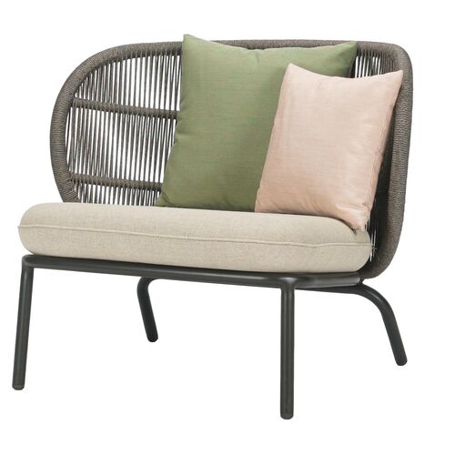 Kodo Outdoor Lounge Chair, Gray/Almond with Olive/Blush Pillows~P77641630