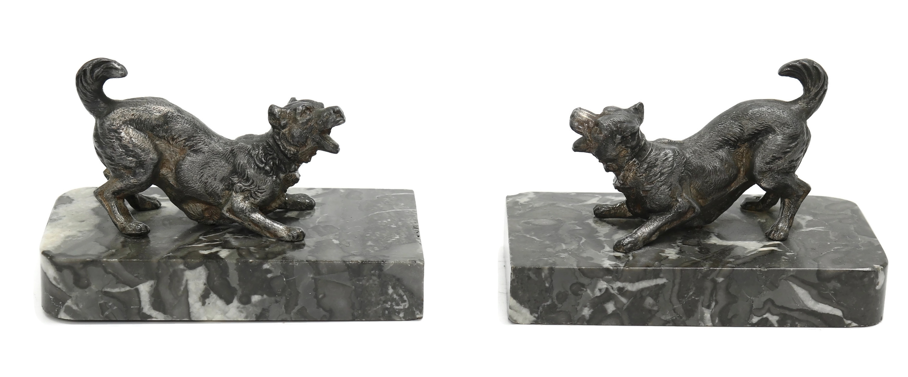 Antique Marble Base Dog Paperweights, Pr~P77601384