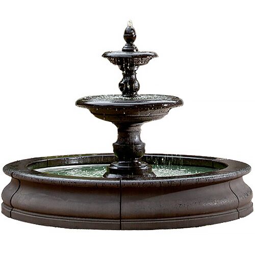 64" Caterina Fountain in Basin, Nero Nuovo