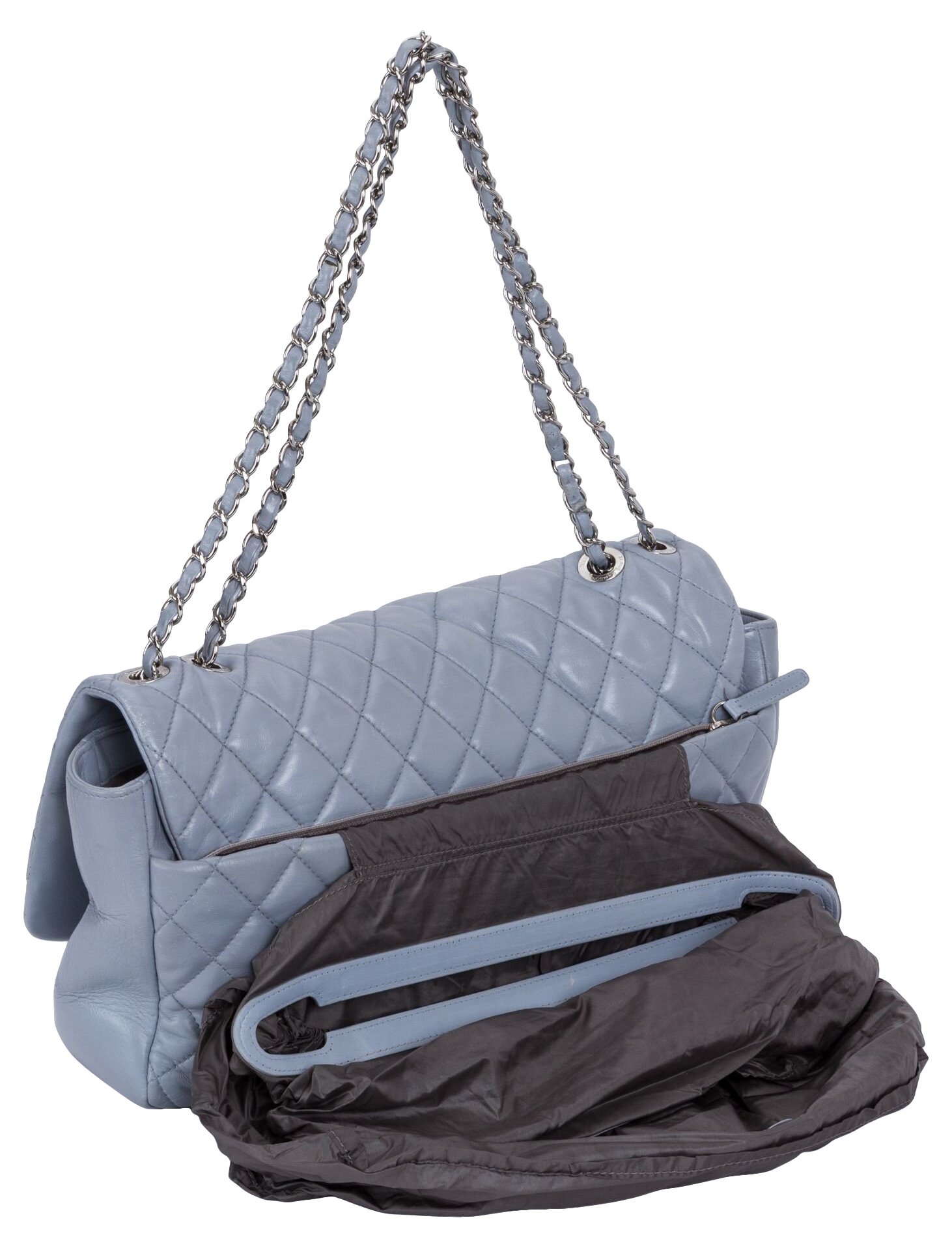 Chanel Maxi Gray Rain Jacket Flap Bag - Vintage Lux