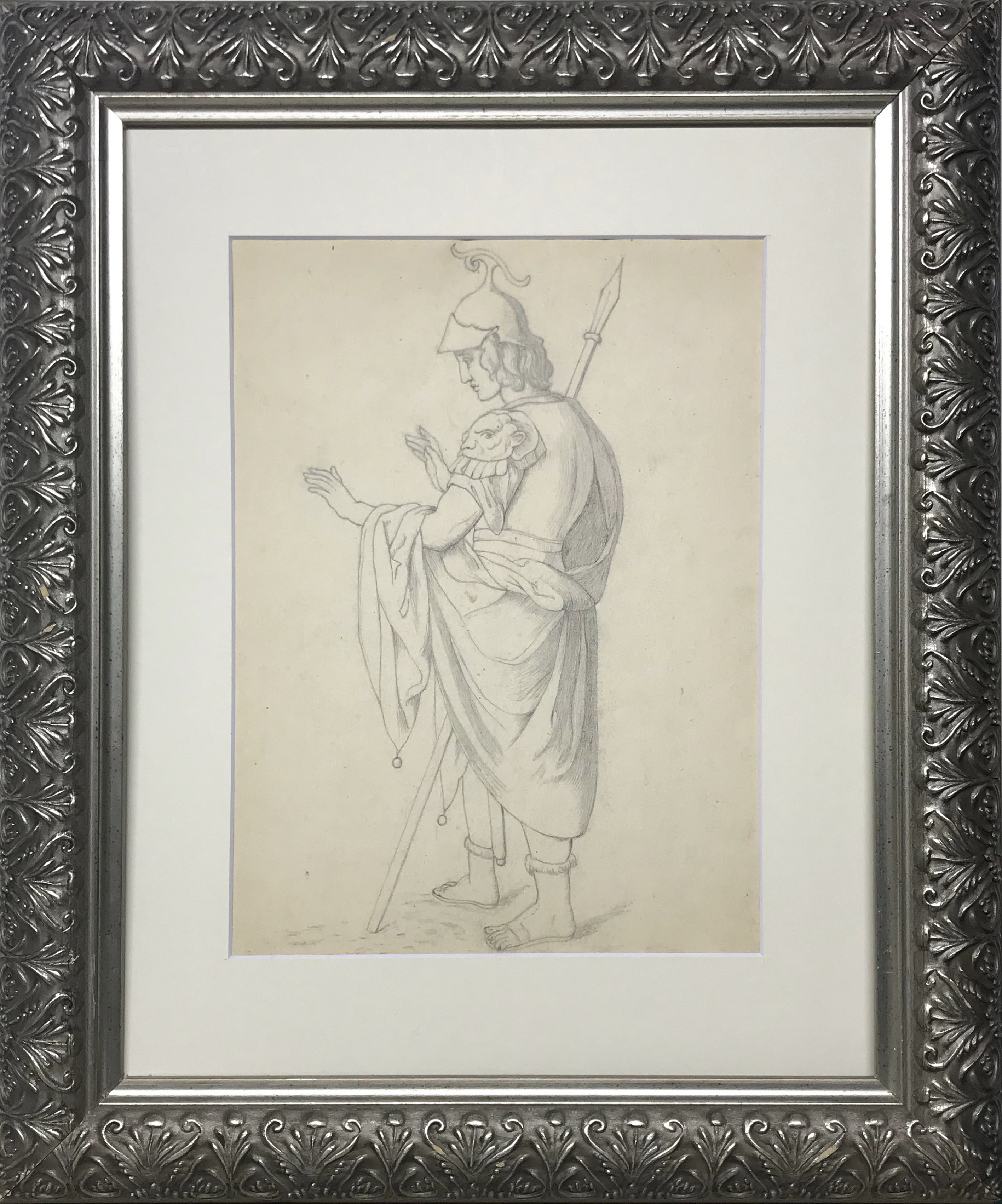 19th-C. Drawing of a Greco-Roman Soldier~P77524234