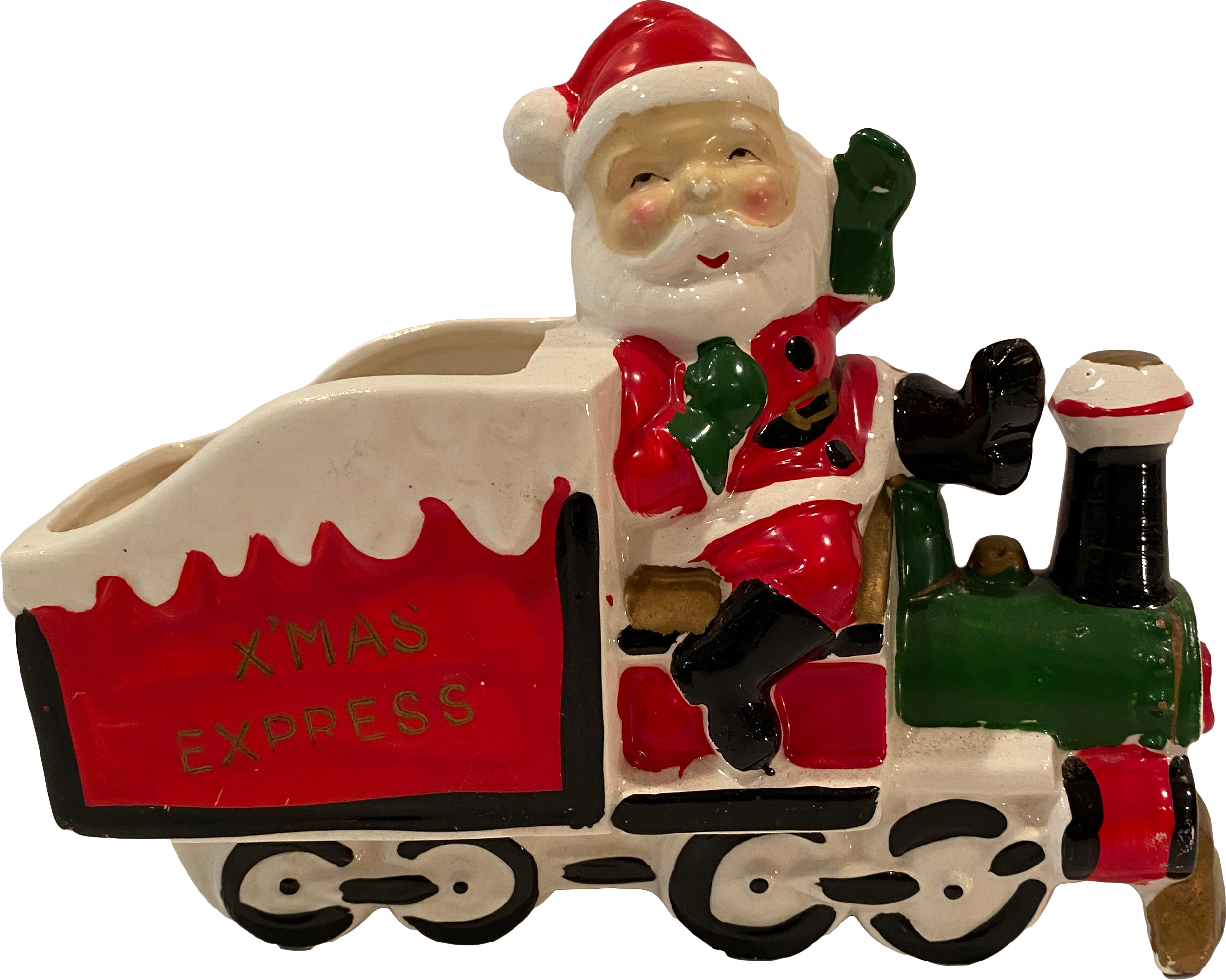 Ceramic Santa Claus on Train Planter~P77633692