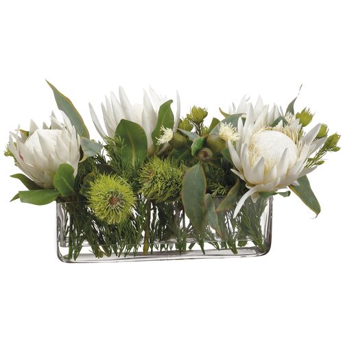 23" Protea & Eucalyptus Arrangement w/ Vase, Faux~P77539144