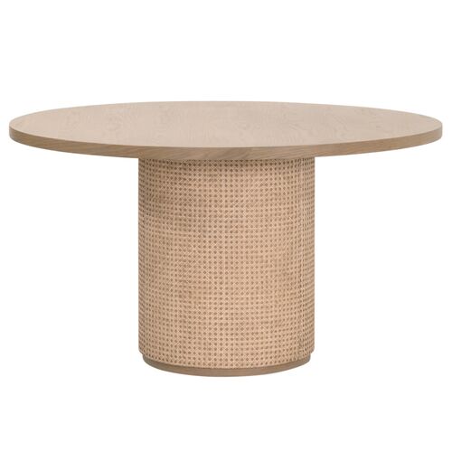 Riviera 54" Round Dining Table, Oak Cane