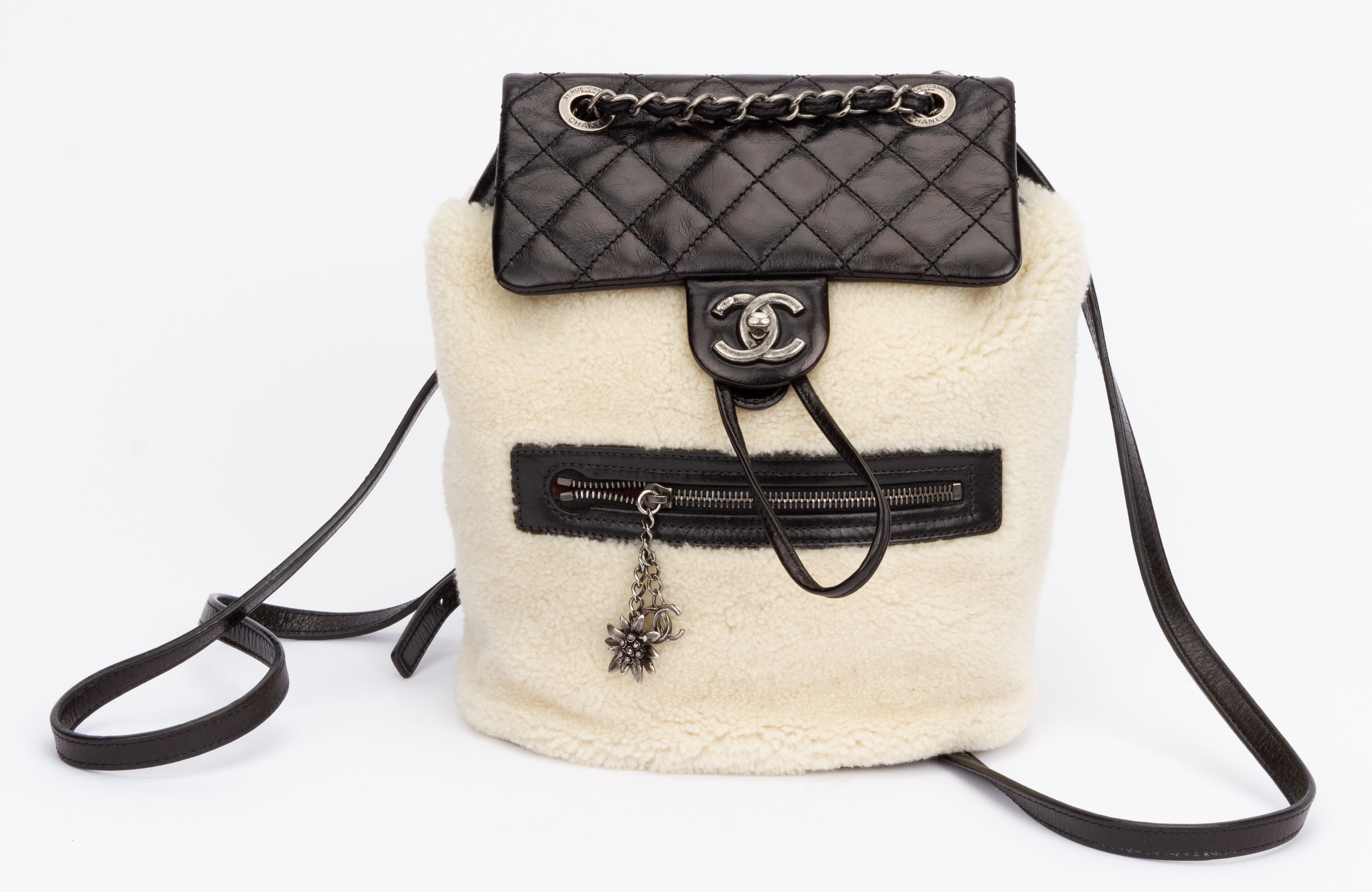 Chanel Black Shearling Mint Backpack~P77660428