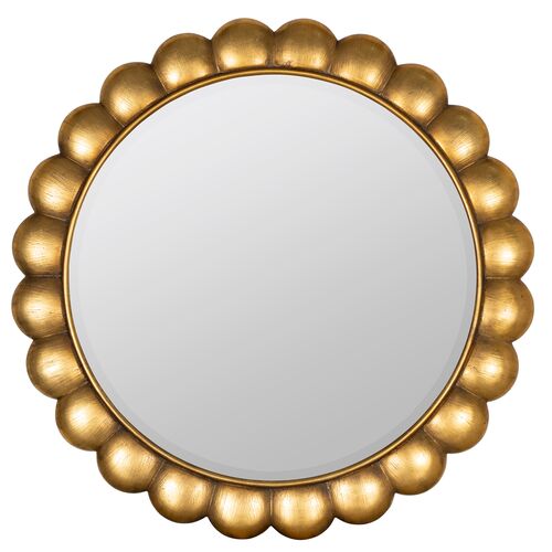 Shellie Scallop Round Wall Mirror, Gold Shellie Scallop Round Wall Mirror, Gold